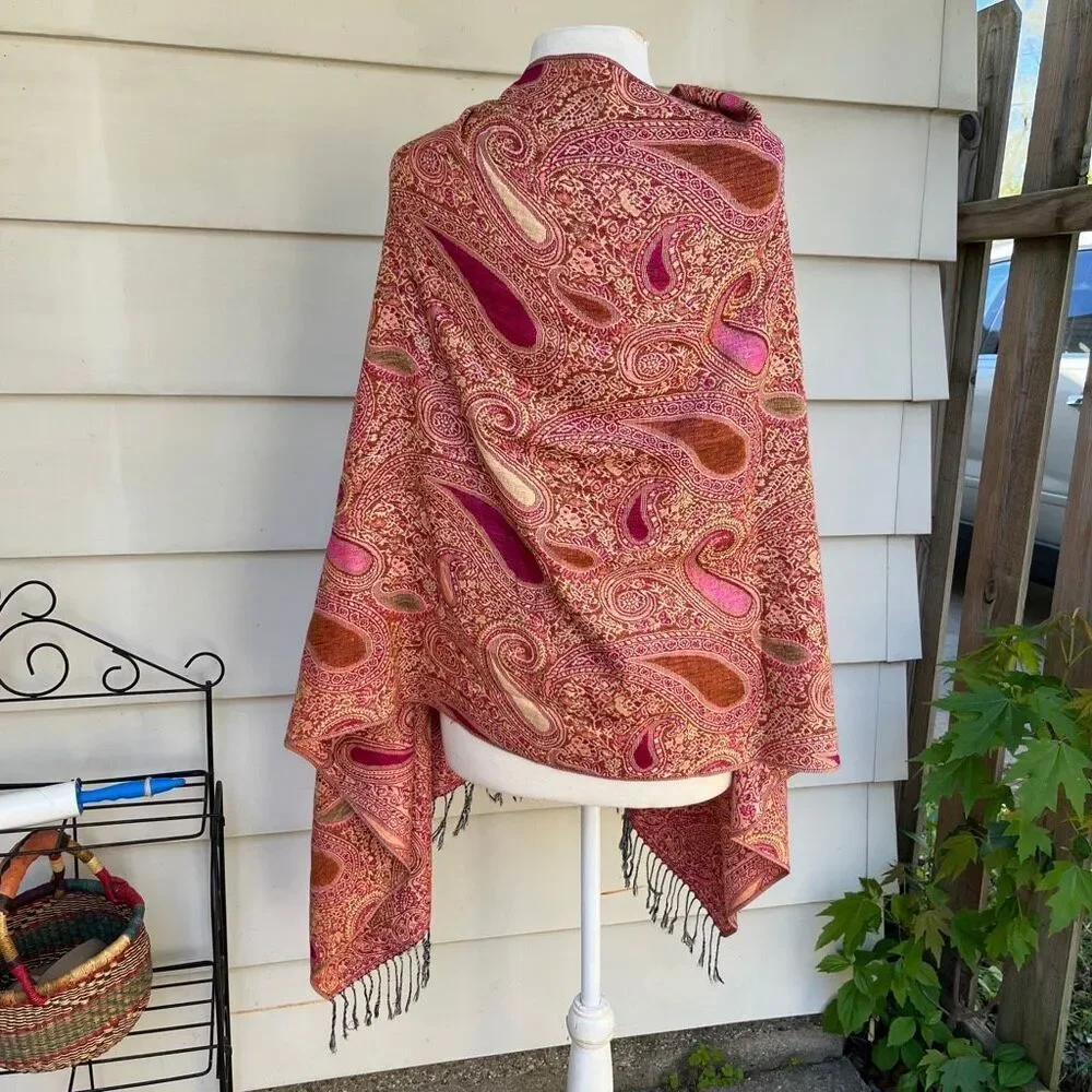 Paisley Fringe Shawl Wrap Boho Festival Travel Scarf Layer